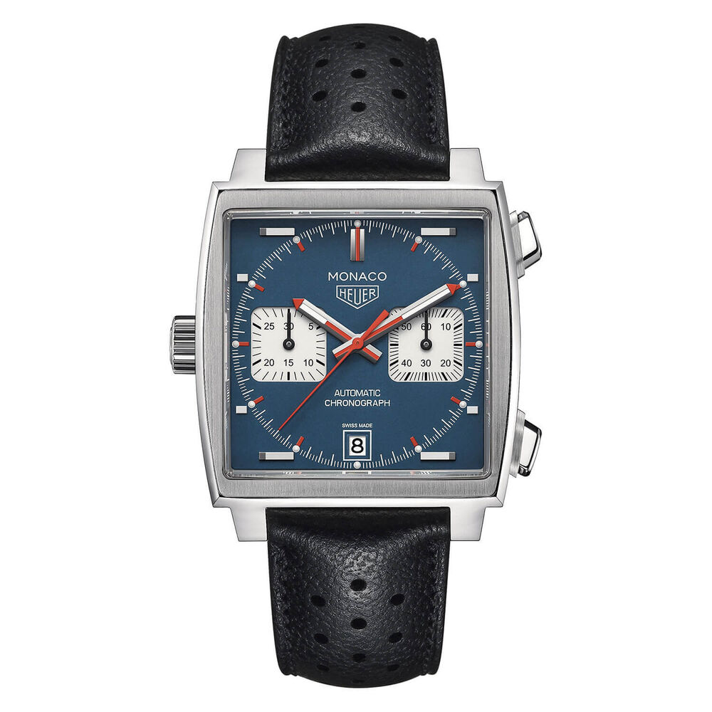 TAG Heuer Monaco Black Leather 39mm Men's Watch image number 0