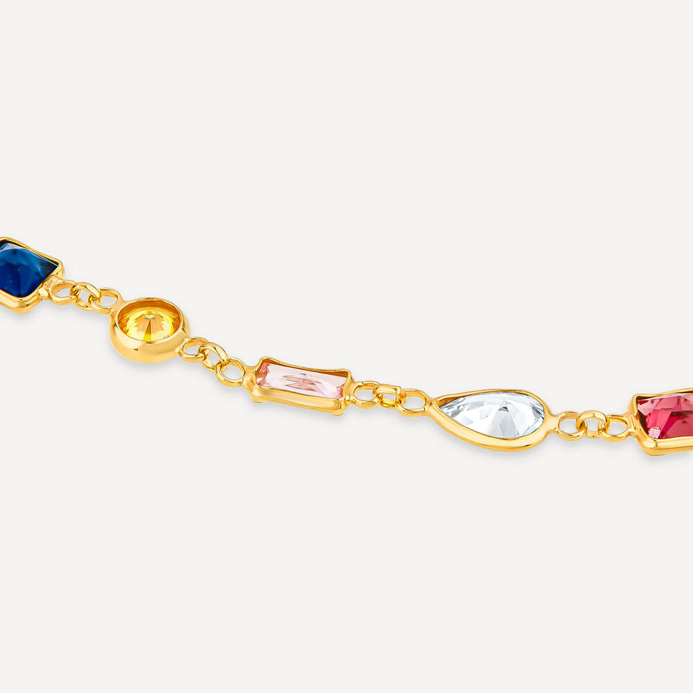 Silver & Yellow Gold Plated Multi Colour & Shape Stone Bracelet image number 2