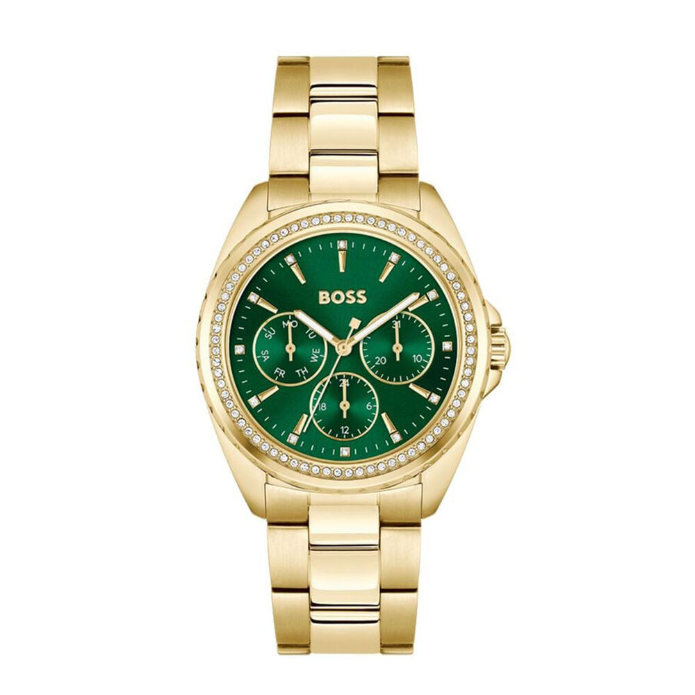 BOSS Atea Green Dial Yellow God IP Case & Bracelet Watch image number 0