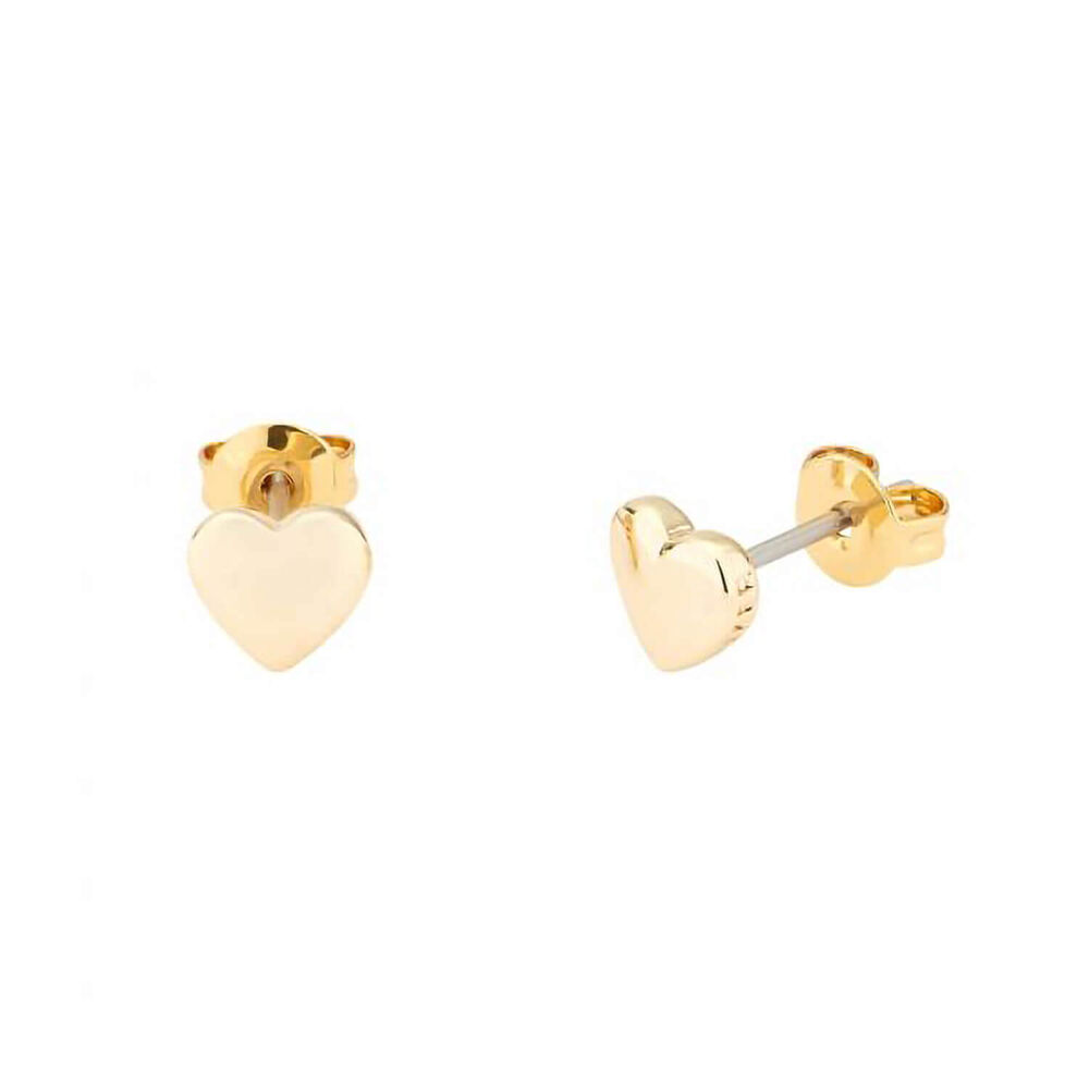 Ted Baker Harly Yellow Gold Plated Tiny Heart Stud Earrings image number 1