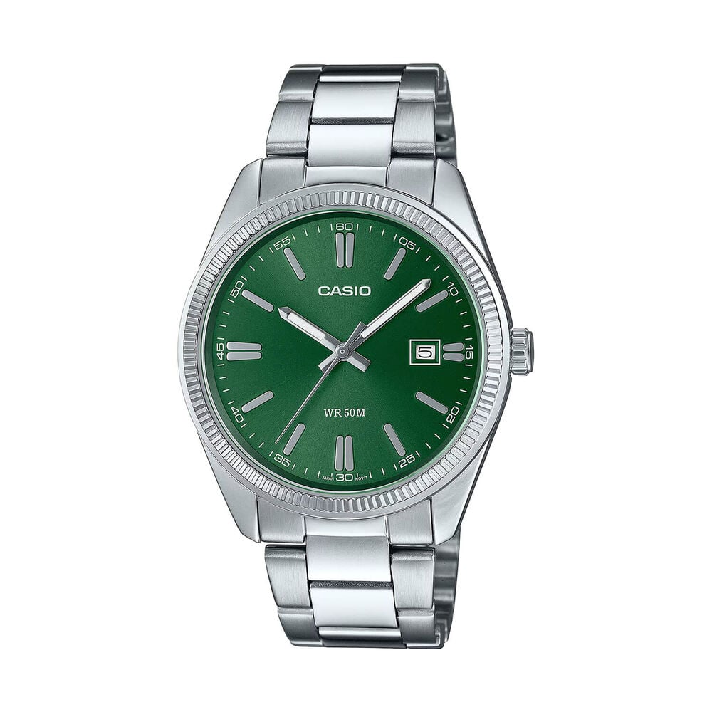 Casio Vintage MTP 38.5mm Green Dial Stainless Steel Bracelet Watch