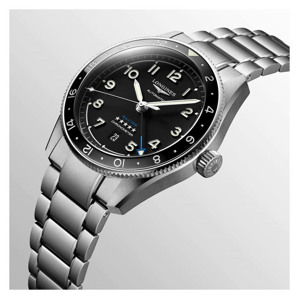Longines Avigation Spirit Zulu 42mm Automatic Black Dial Black Bezel Steel Case Bracelet Watch