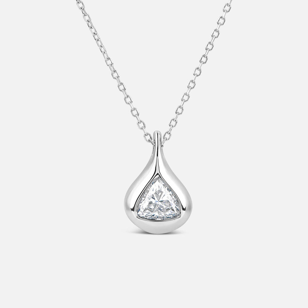 Born Orbit 9ct White Gold Lab Grown 0.50ct Trillion Cut Diamond Pendant