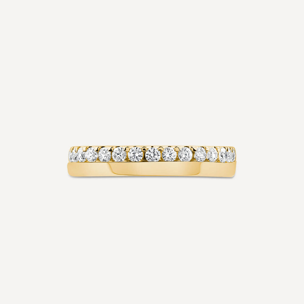 9ct Yellow Gold 3.5mm 0.30ct Diamond Offset Wedding Ring