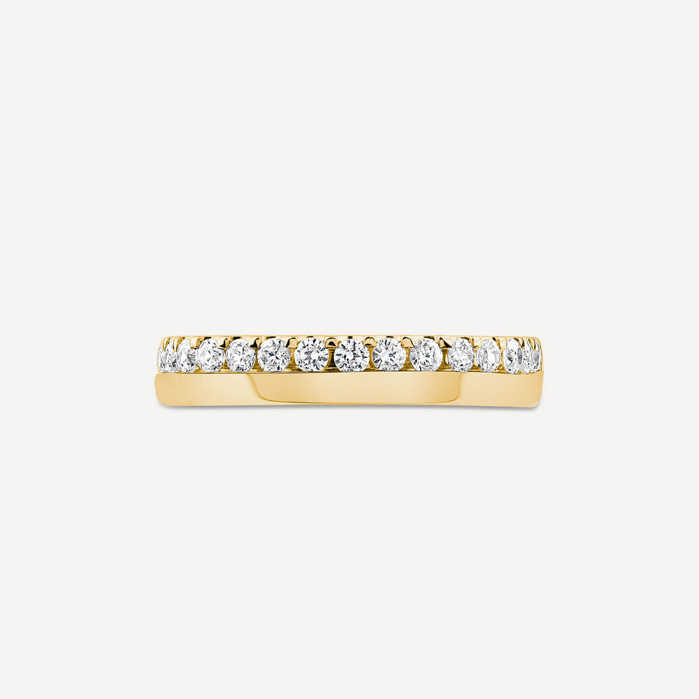 9ct Yellow Gold 3.5mm 0.30ct Diamond Offset Wedding Ring- (Special Order) image number 1