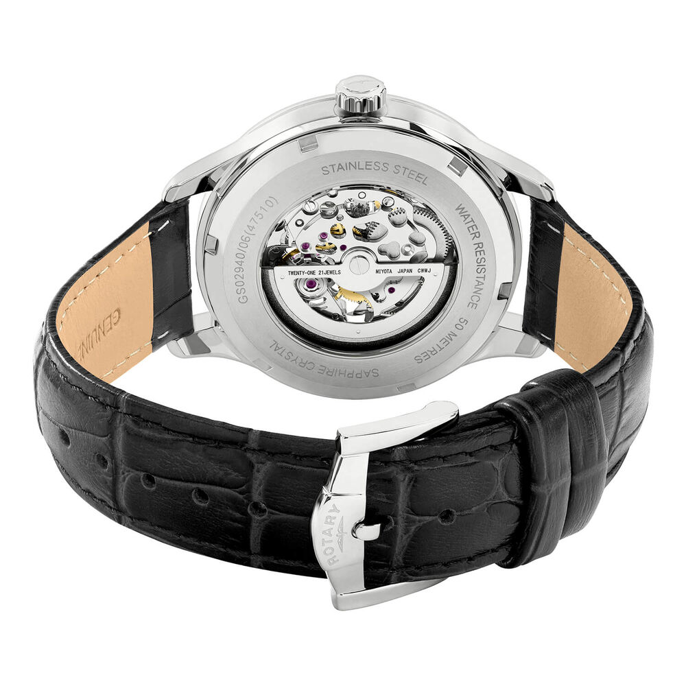 Rotary Greenwich 42mm Silver Dial Black Leather Strap Watch