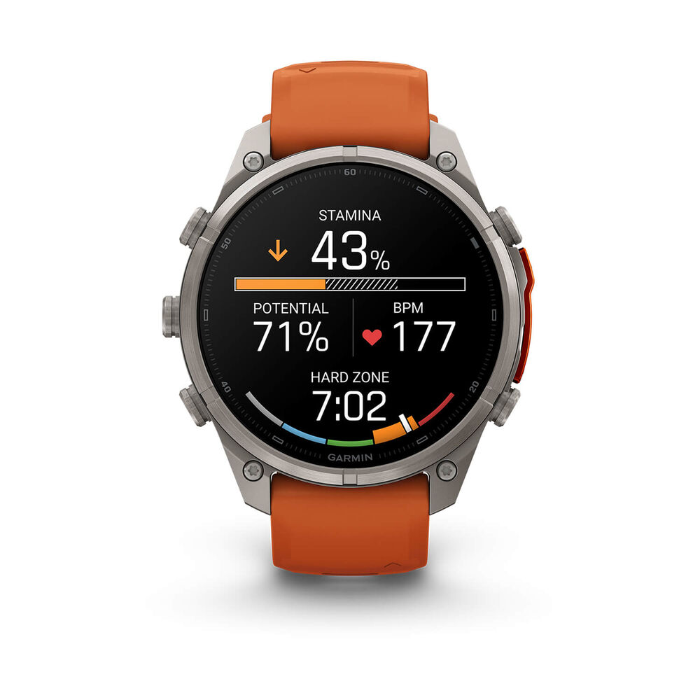 Garmin fenix 9 Pro 47mm Titanium Autumn Orange/Spark Orange Silicone Strap Watch