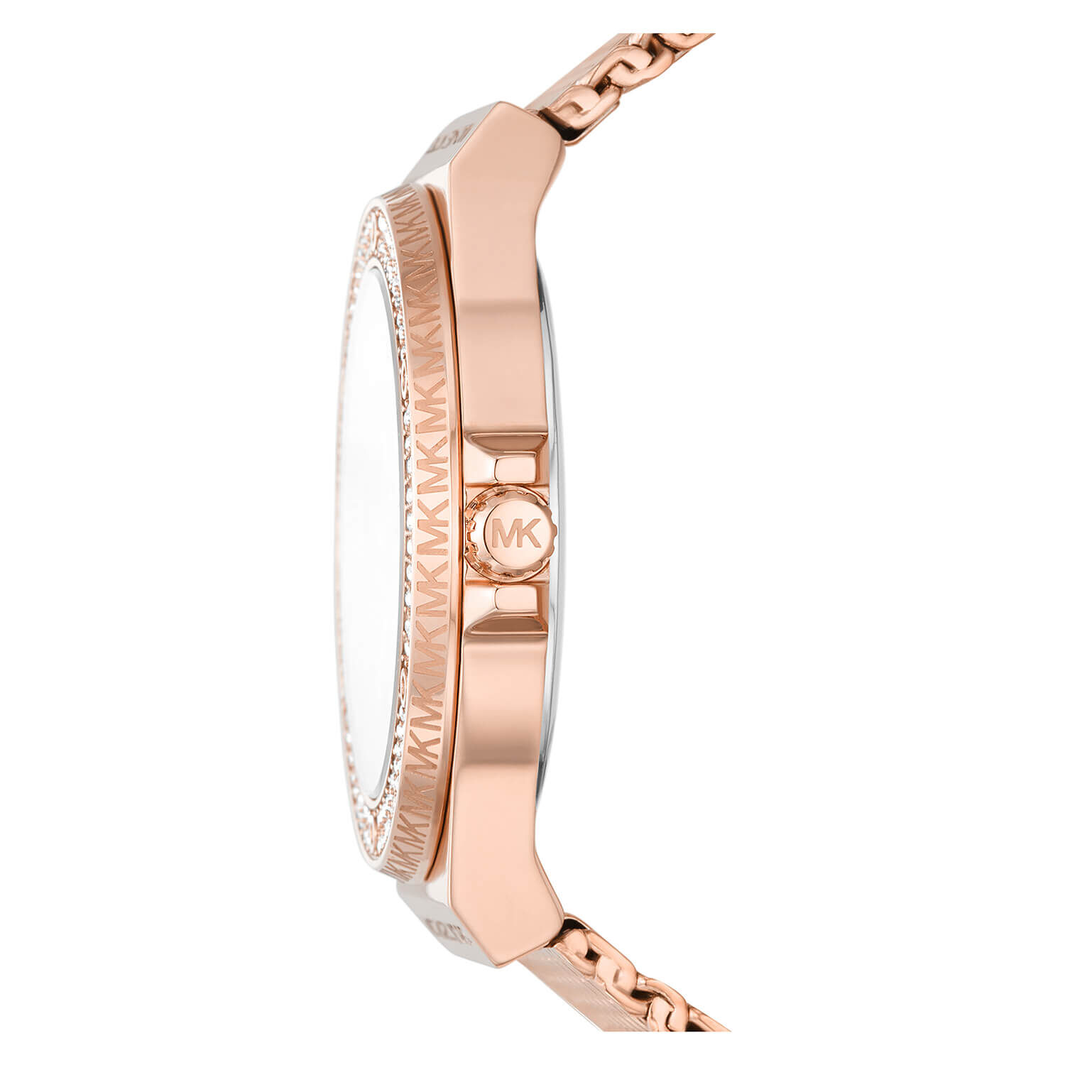 Michael Kors Lennox 37mm Rose Gold Dial Crystal Bezel Watch