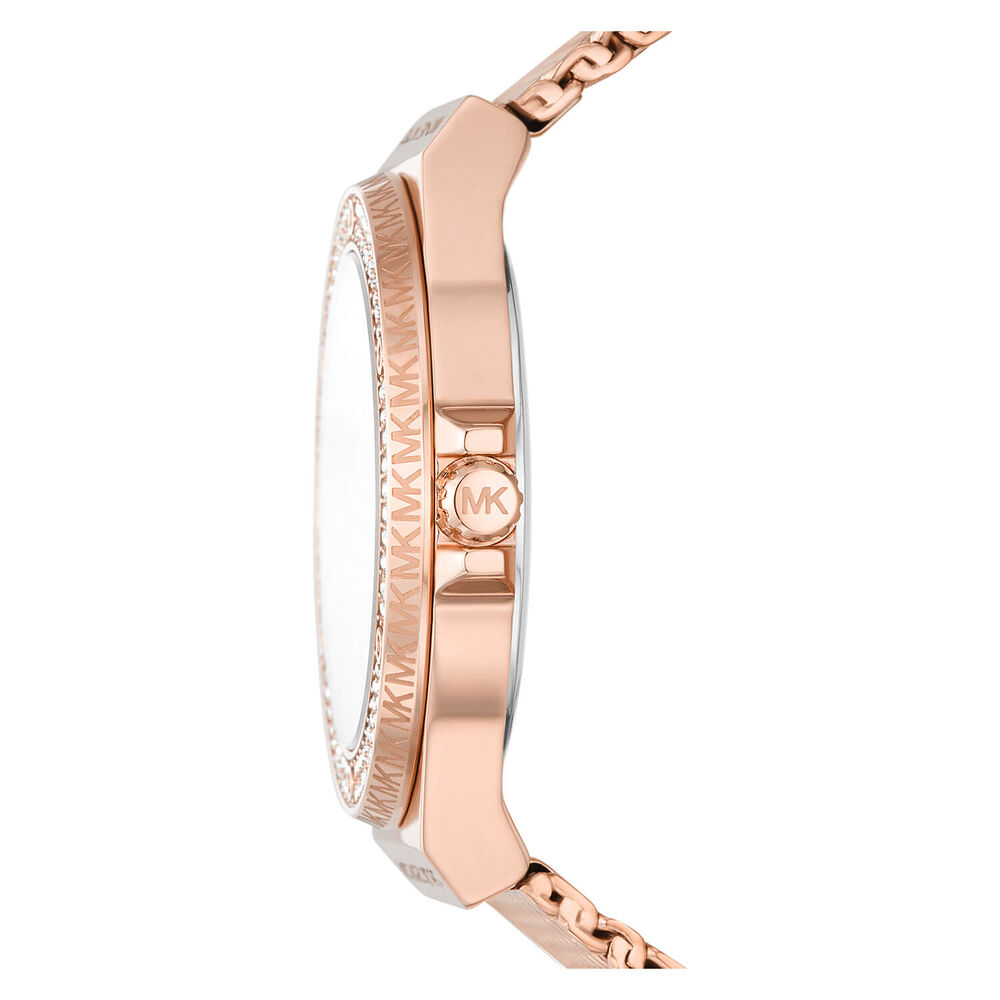 Michael Kors Lennox 37mm Rose Gold Dial Crystal Bezel Bracelet Watch