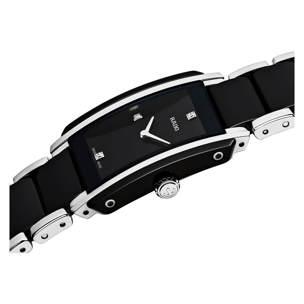 Rado Integral quartz ladies' diamond-set black and steel bracelet watch