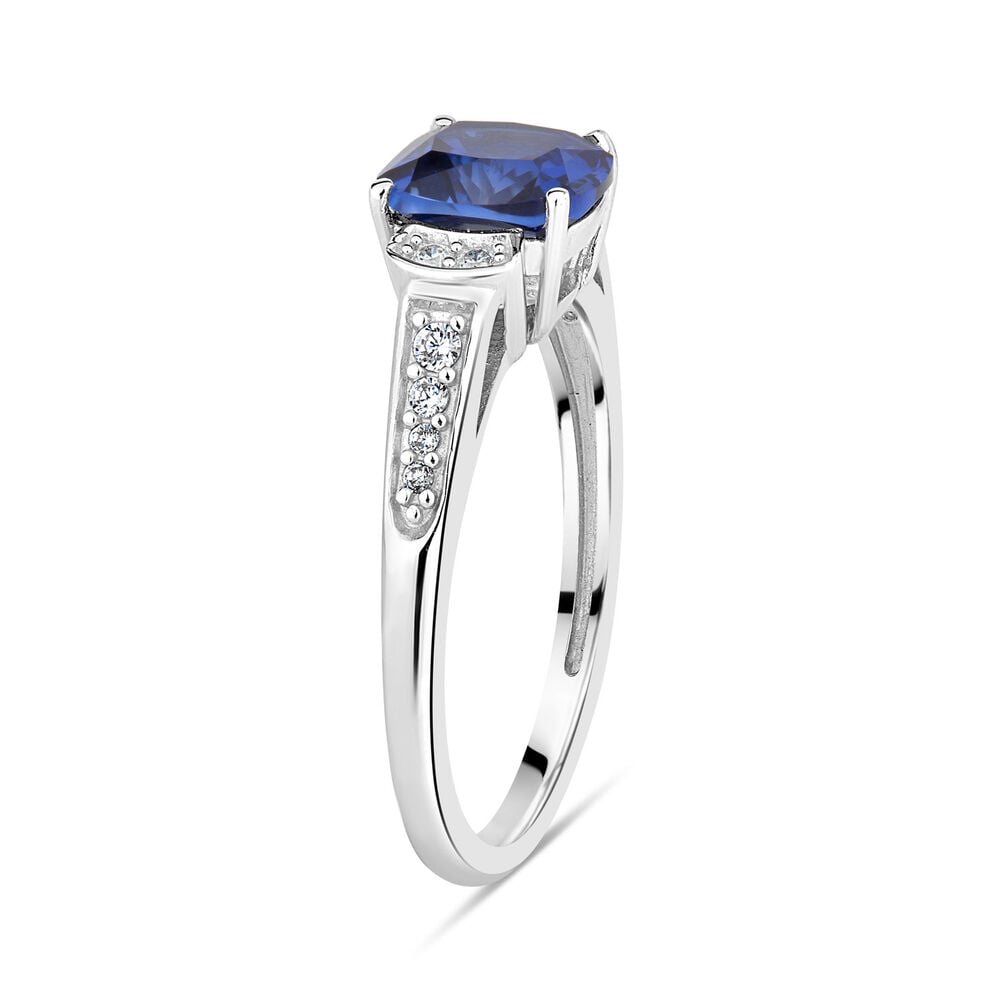 Ladies' 9ct White Gold Sapphire & Cubic Zirconia Dress Ring image number 6