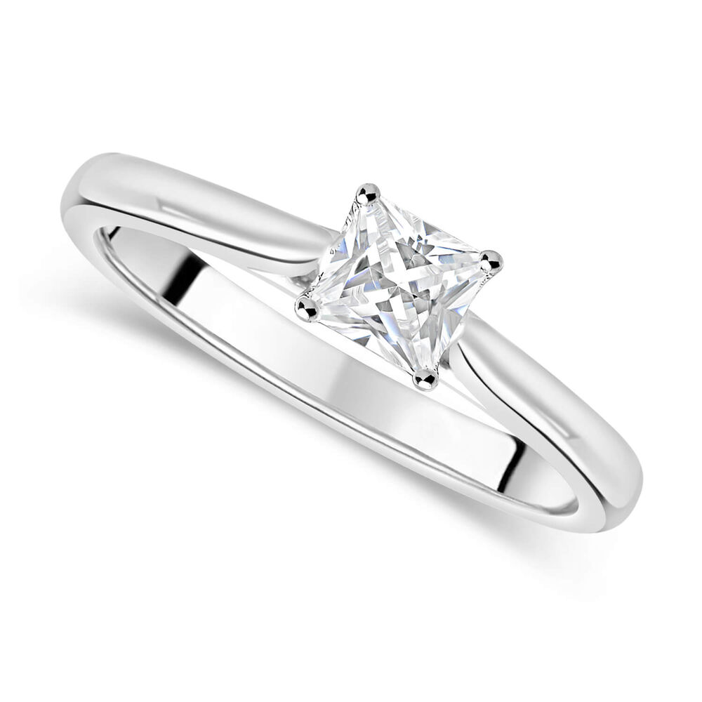 18ct White Gold 0.40ct Princess Diamond Orchid Setting Ring image number 0