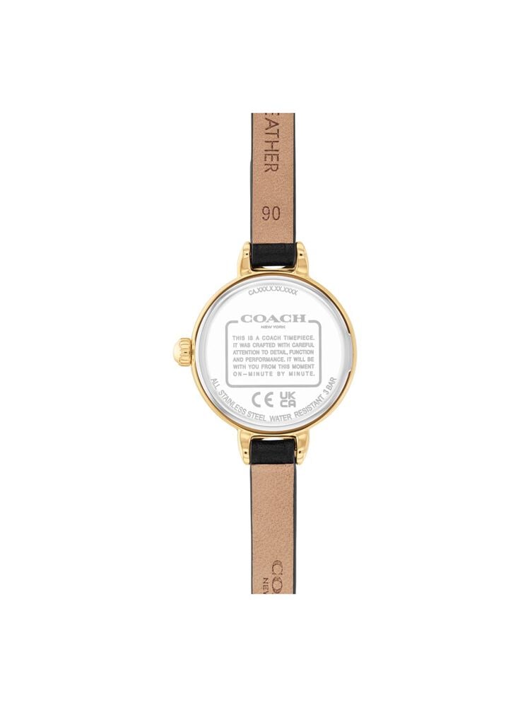 Coach Iris 22mm White Dial Black Leather Strap Watch