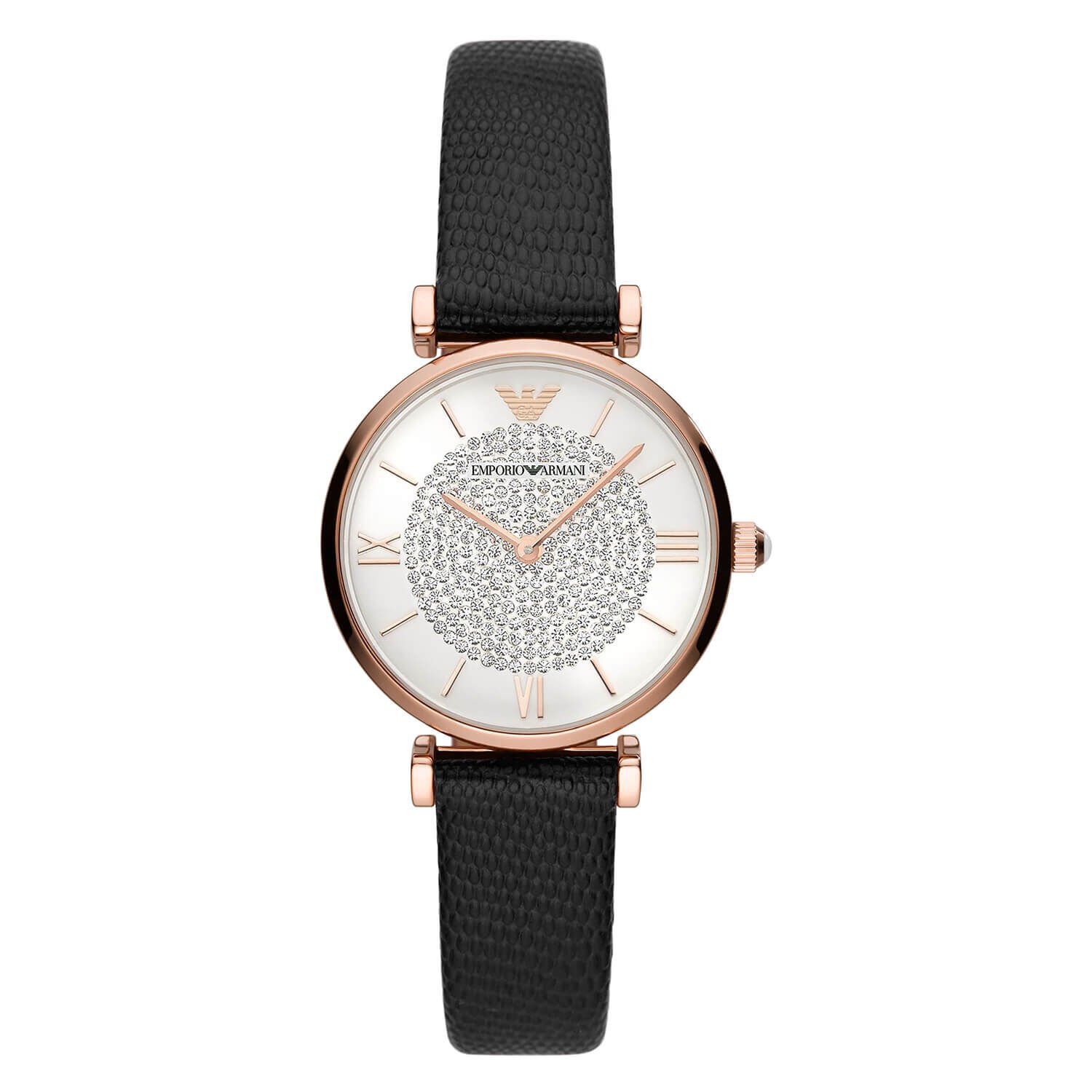 Emporio Armani Gianni 32mm Silver Dial Black Strap Watch