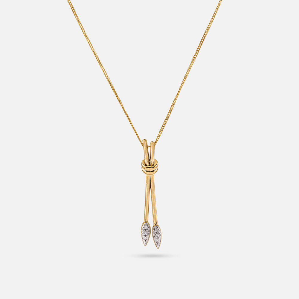9ct Yellow Gold Two Piece Pave Diamond Tips Pendant