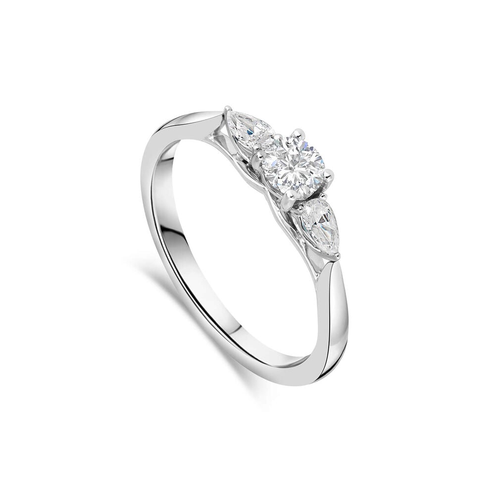 The Orchid Setting Platinum 3 Stone Pear Sides 0.50ct Engagement Ring