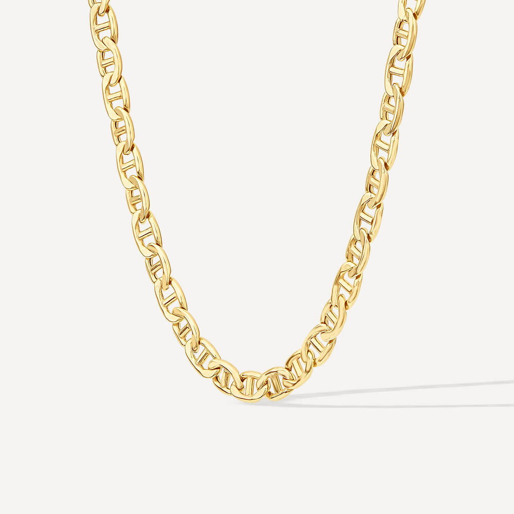 9ct Yellow Gold Bevelled Marine Chain Bracelet image number 1