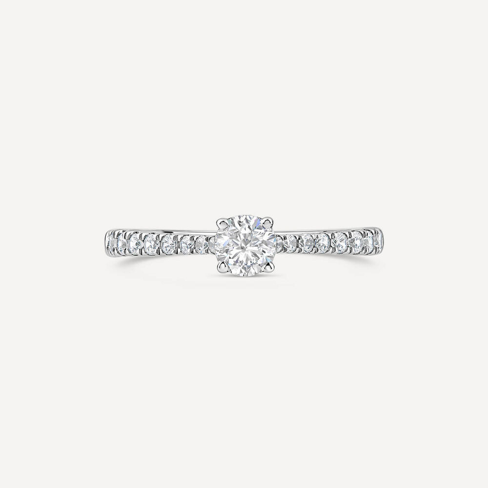 Tulip Setting 18ct White Gold 0.50ct Solitaire & Diamond Shoulders Diamond Ring image number 1