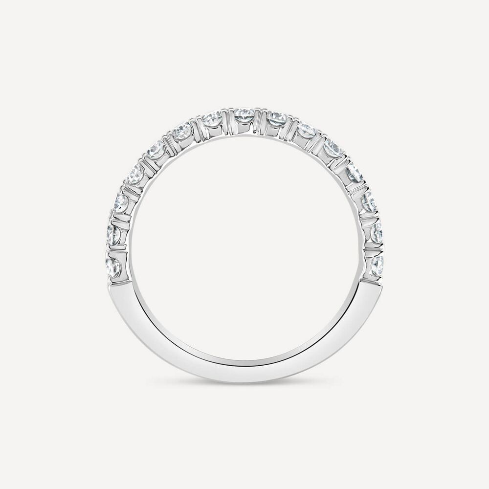 Platinum 0.90ct 3/4 Oval Diamond Anniversary Band Ring image number 3