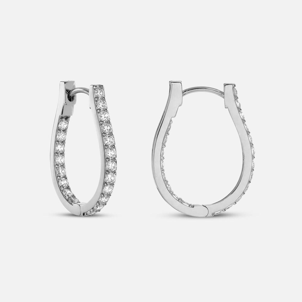 9ct  White Gold Cubic Zirconia Inside Out Hoop Earrings