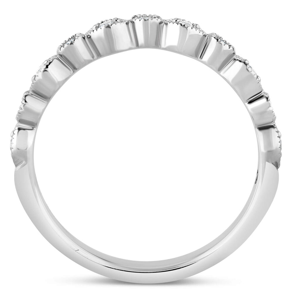 Kathy de Stafford 18ct White Gold "Freya" Vintage Pave Round Marquise Diamond 0.10ct Wedding Ring image number 2