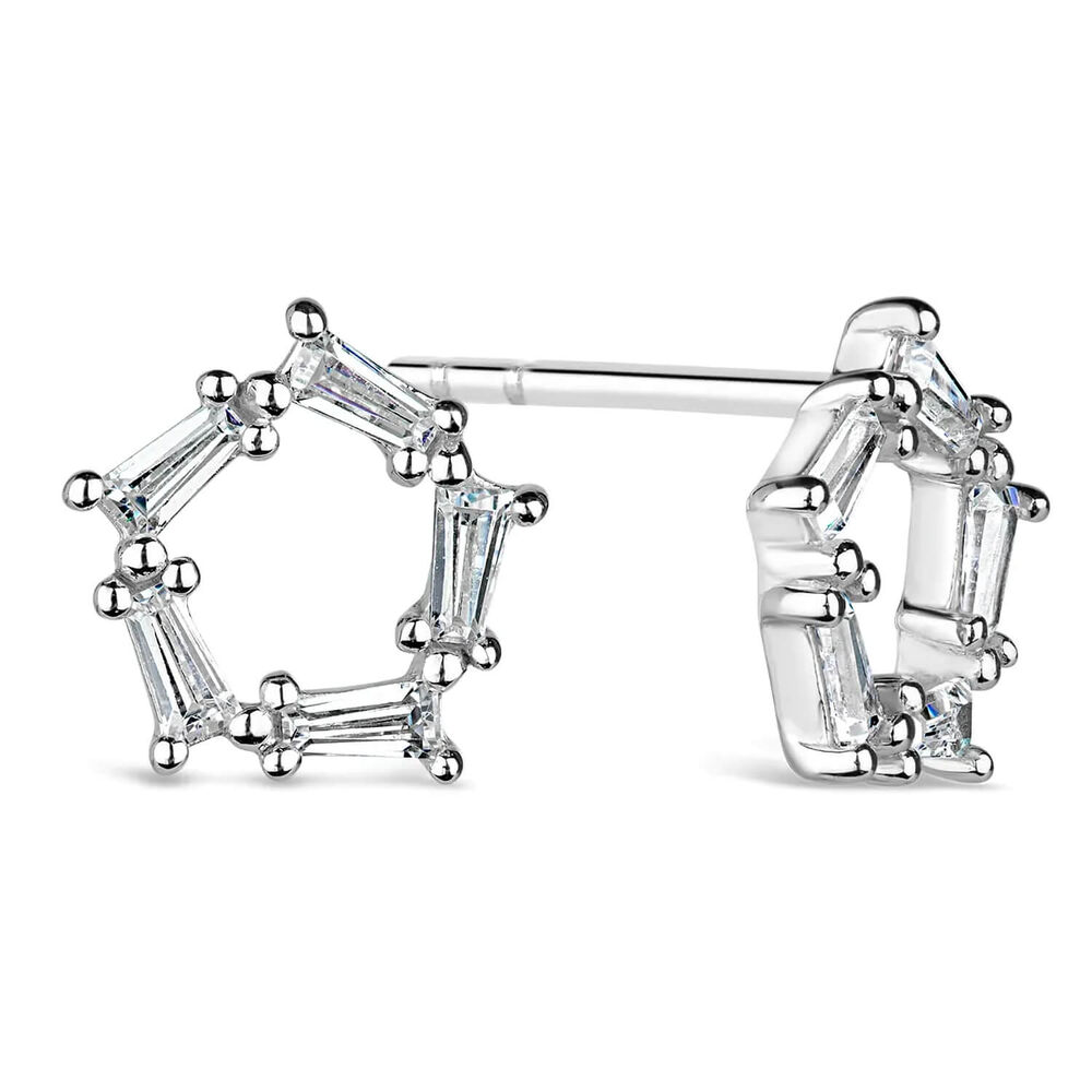 Sterling Silver Cubic Zirconia Open Circle Studs image number 1