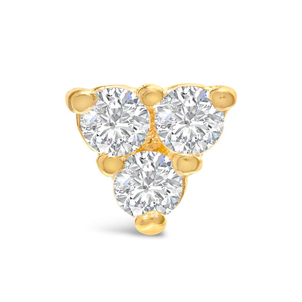 9ct Yellow Gold 3 Cubic Zirconia Triangle Single Stud Earring image number 0
