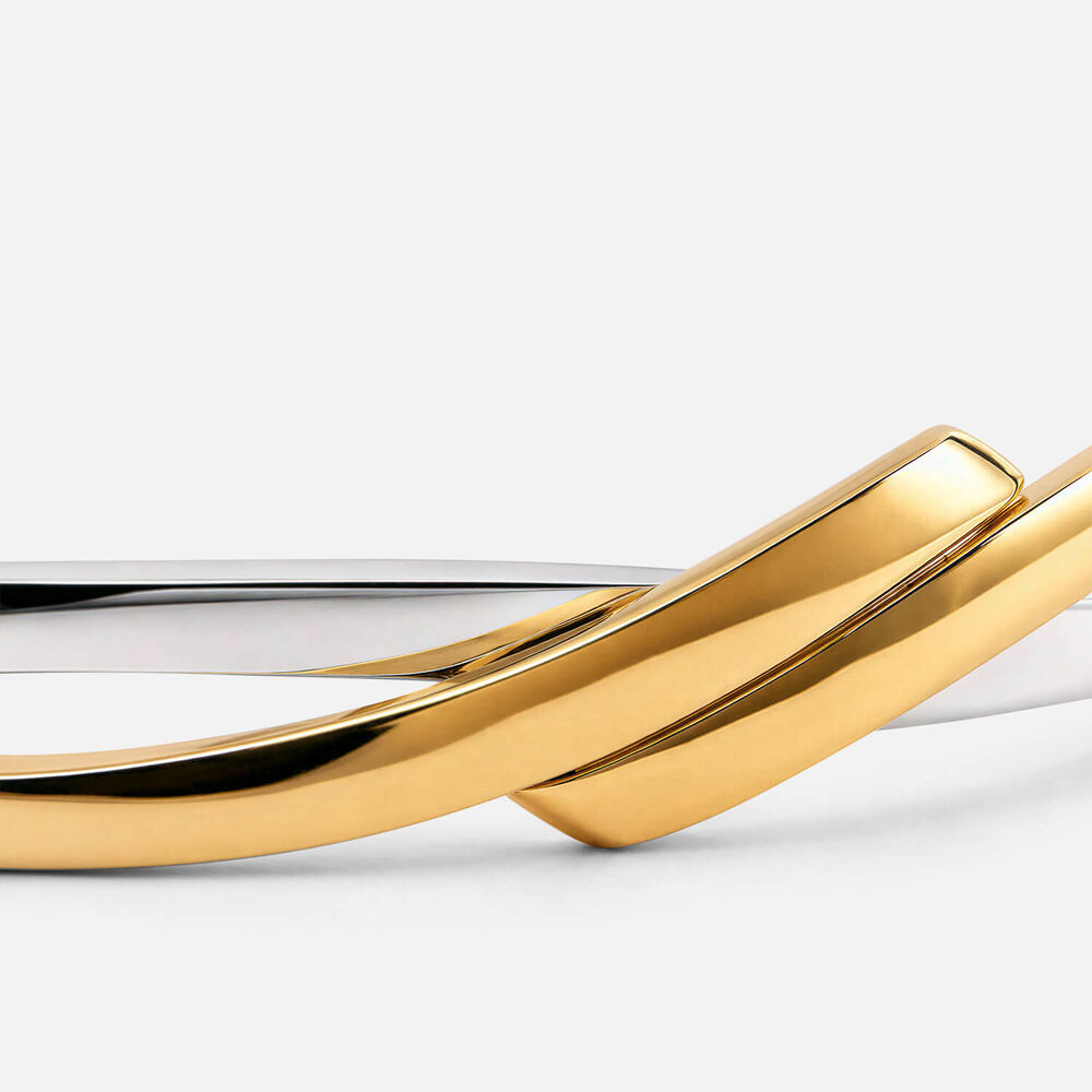 Gold Plated Sterling Silver Two Tone Intertwined Bangle