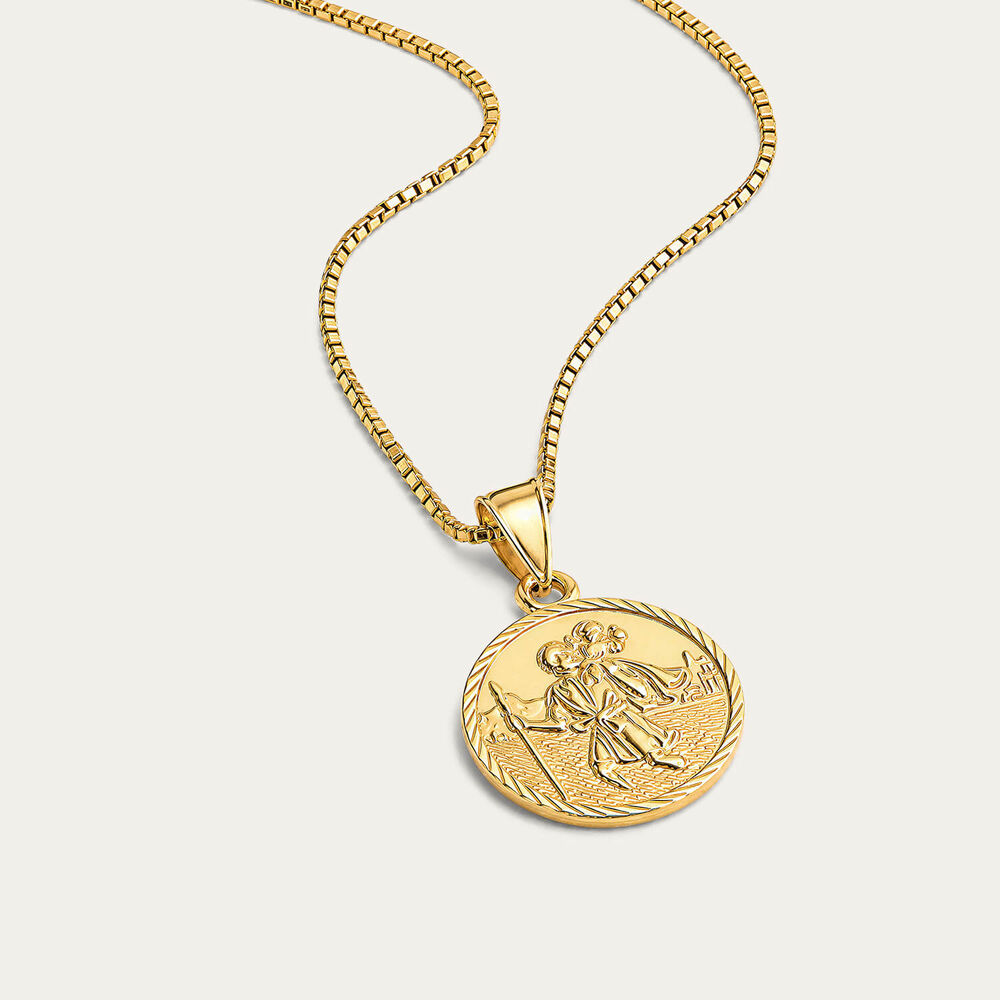 Yellow Gold Plated Sterling Silver St Christopher Medal Pendant