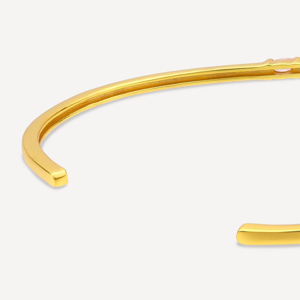 Sterling Silver Yellow Gold Plated Rectangular Green & Red Cubic Zirconia Bangle