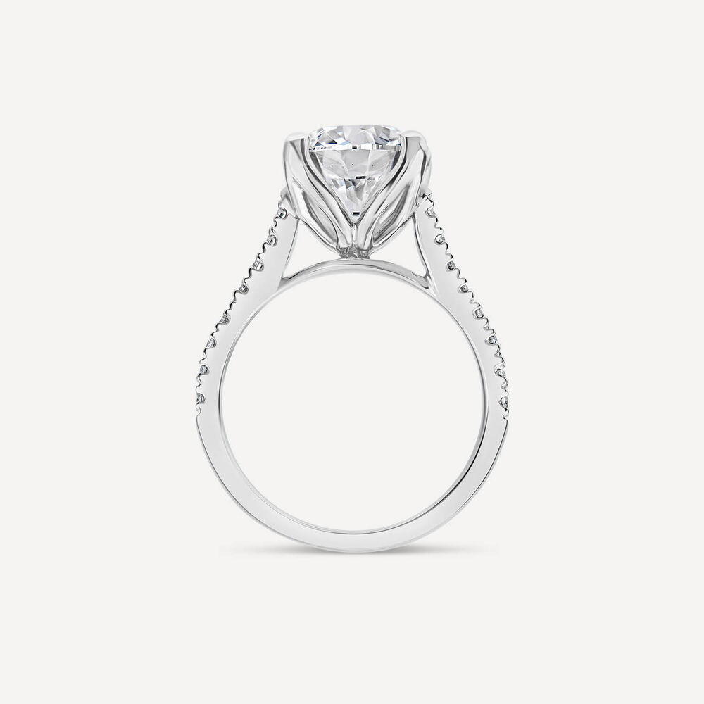 Born Platinum Lab Grown 2.20ct Round Brilliant Solitaire & Diamond Sides Ring image number 3