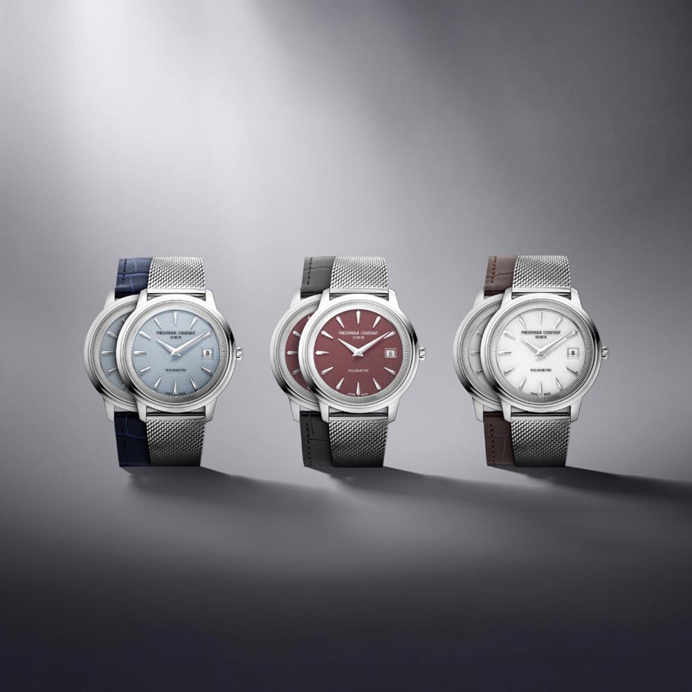 Frederique Constant Classics Moneta Solarmetre 39mm Light Blue Dial Leather Strap Watch