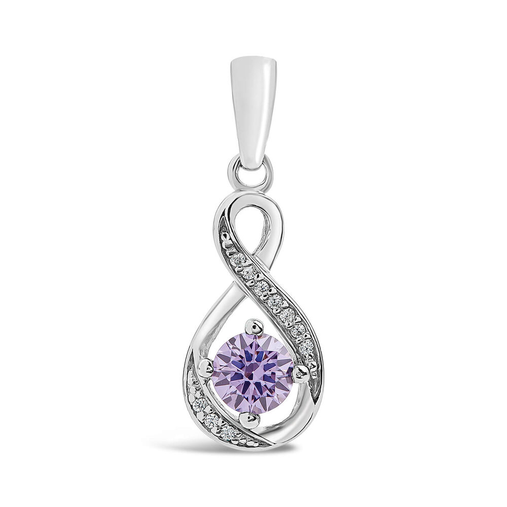 Sterling Silver Cubic Zirconia June Birthstone  Infinity Pendant image number 0