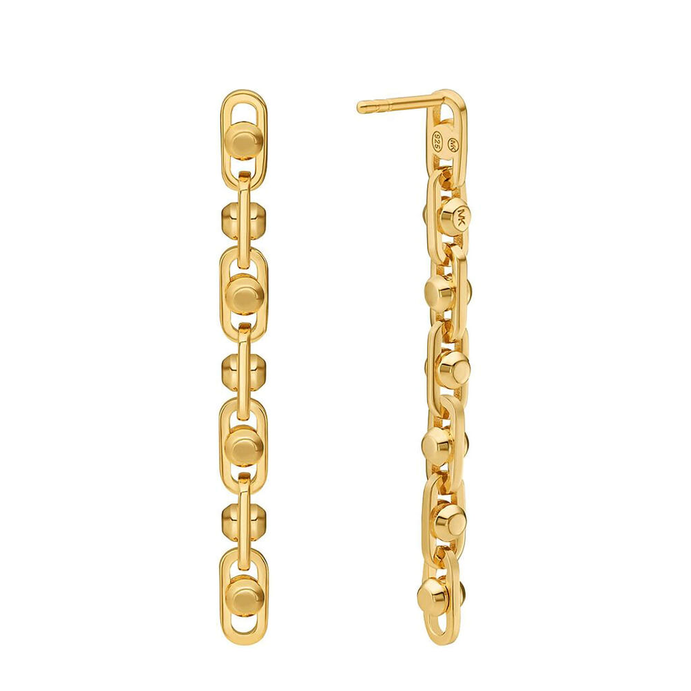 Michael Kors Astor 14K Yellow Gold Plated Link Drop Earrings image number 1
