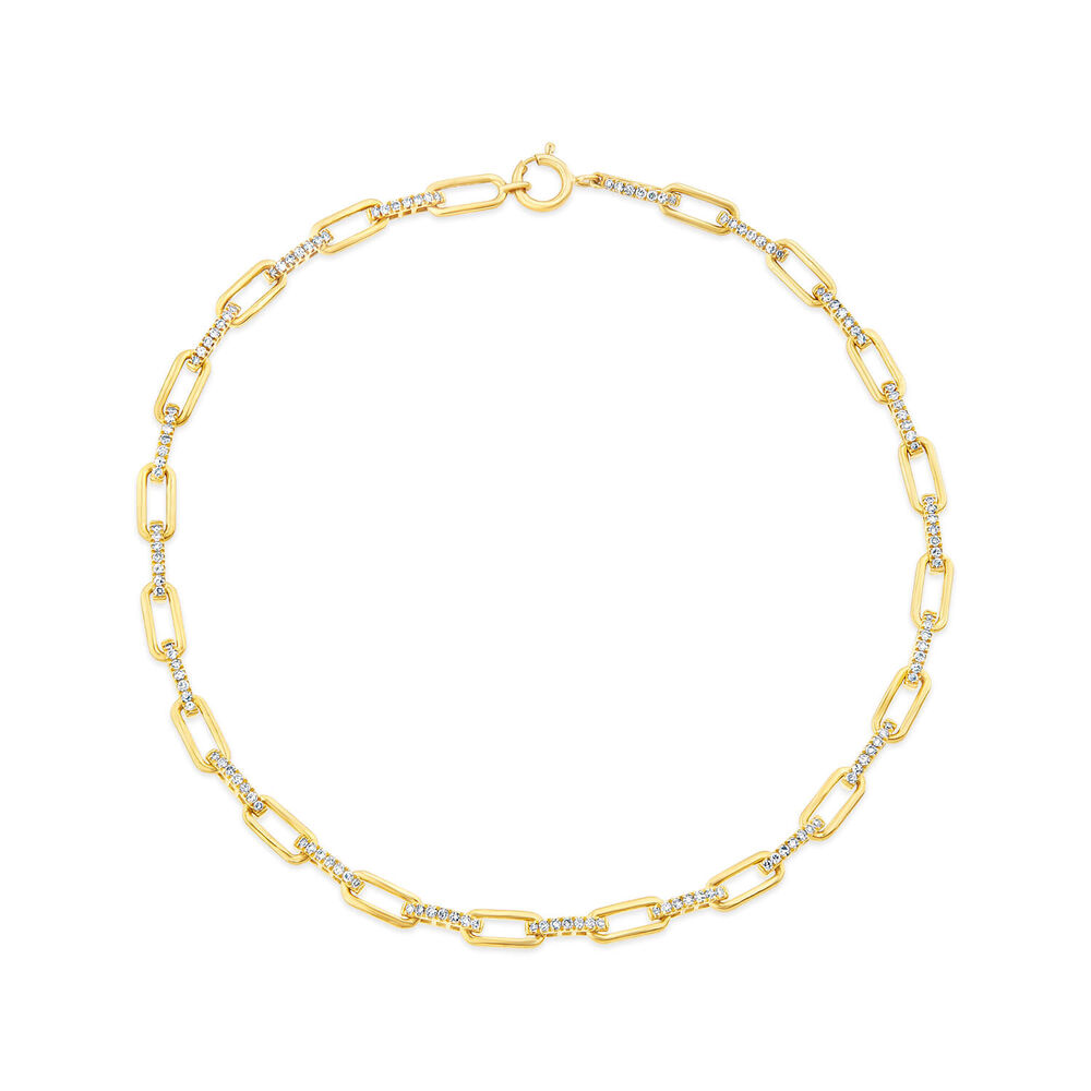 9ct Yellow Gold 0.40ct Diamond Paperlink Bracelet