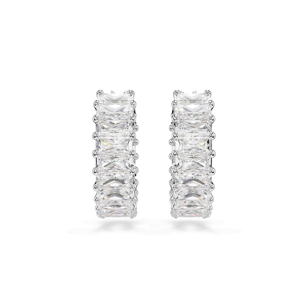 Swarovski Matrix Baguette Cubic Zirconia Rhodium Plated Hoop Earrings