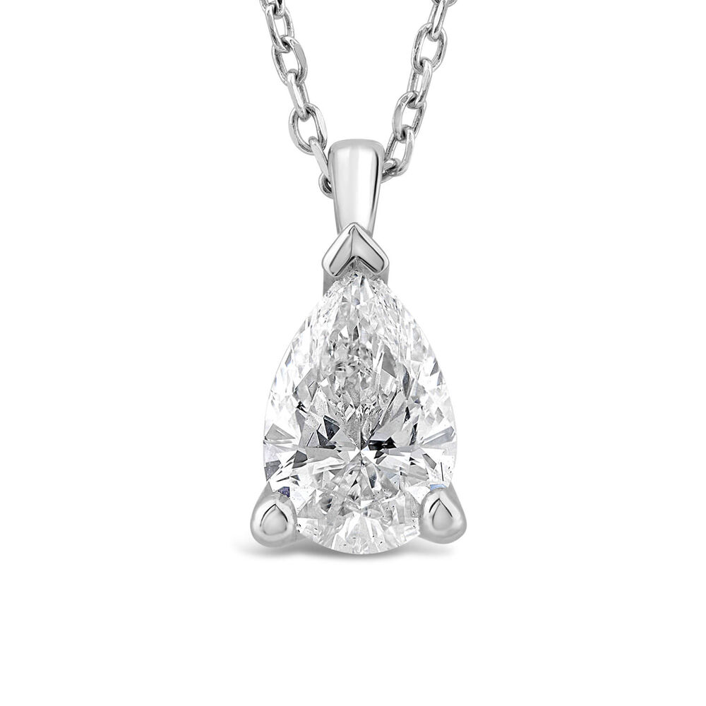 Born 18ct White Gold Lab Grown 0.70ct Pear Shape Diamond Pendant image number 0