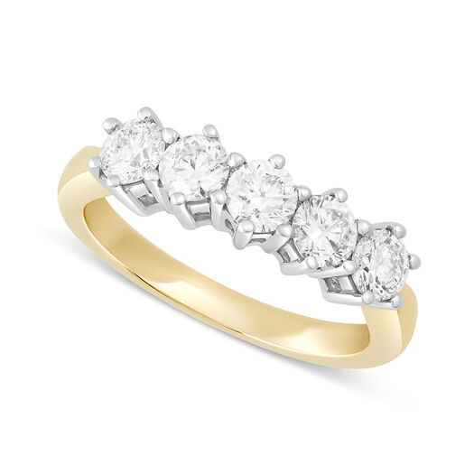 18ct Gold 5 Diamond Stone Ring