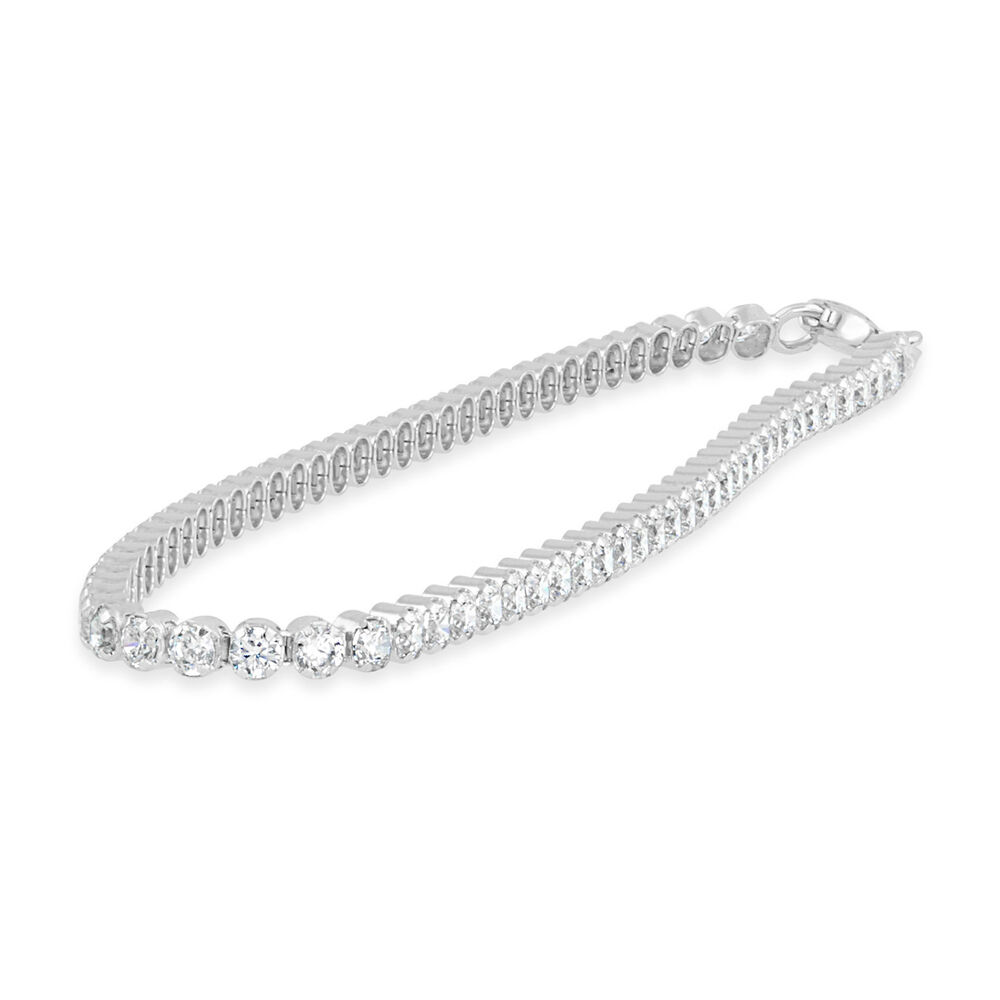 Sterling Silver Single Crystal Line Tennis Bracelet image number 1
