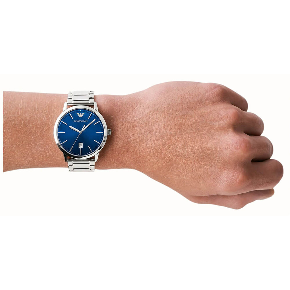 Emporio Armani Ruggero 43mm Blue Dial Stainless Steel Bracelet Watch image number 2