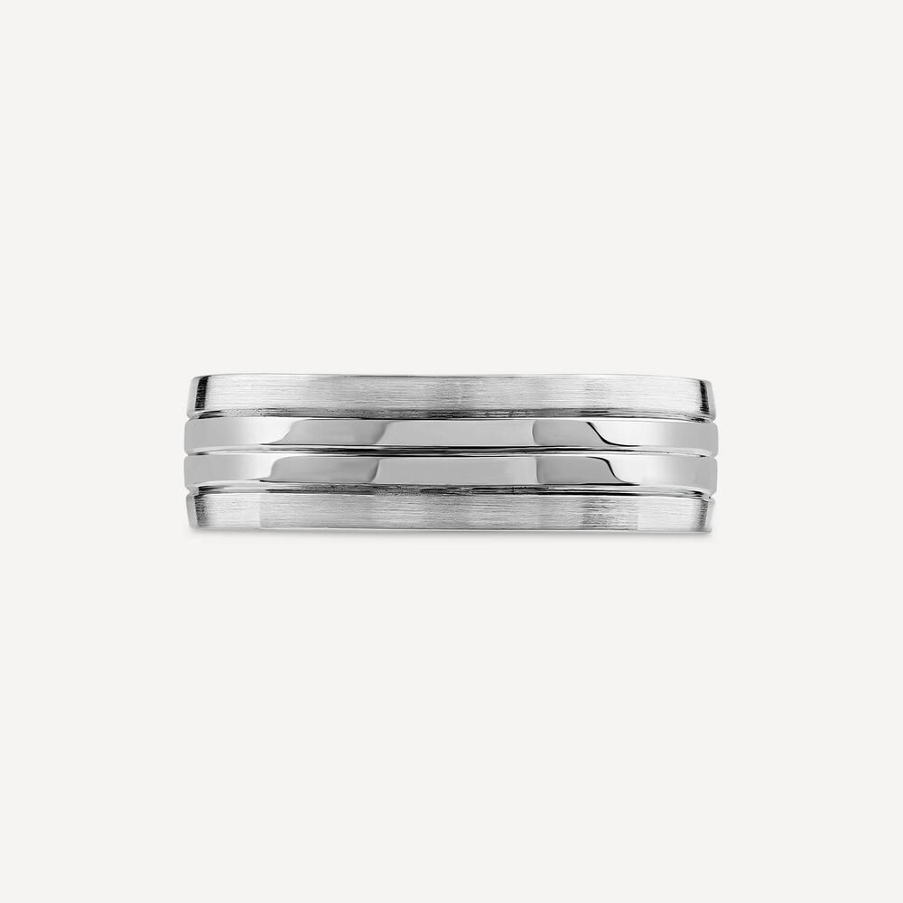 Platinum 6mm 3 Lines Men's Wedding Ring