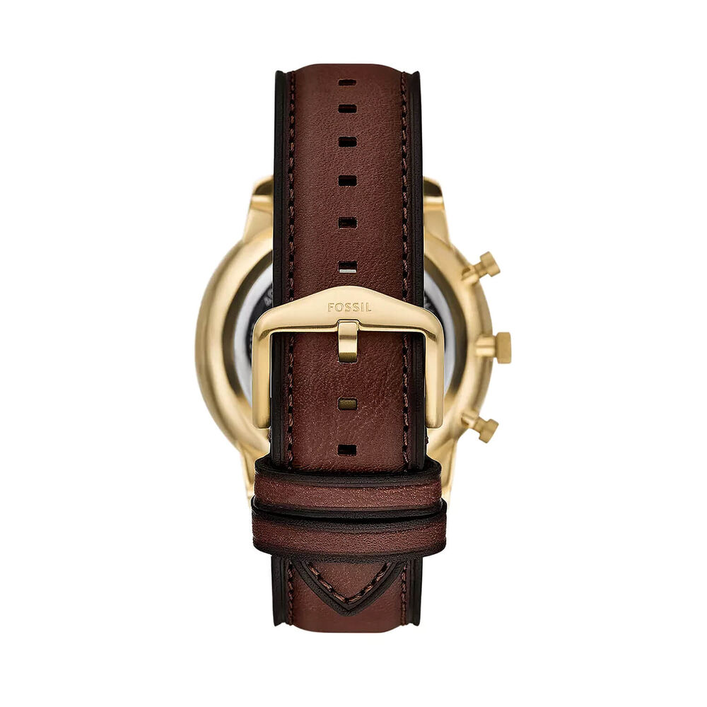 Fossil Neutra Chronograph 44mm Gold Dial Brown Leather Strap Watch image number 2