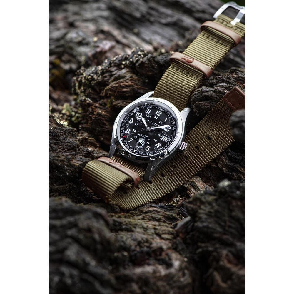 Hamilton Khaki Field Call of Duty Auto 38mm Black Dial Green Fabric Strap Watch image number 4