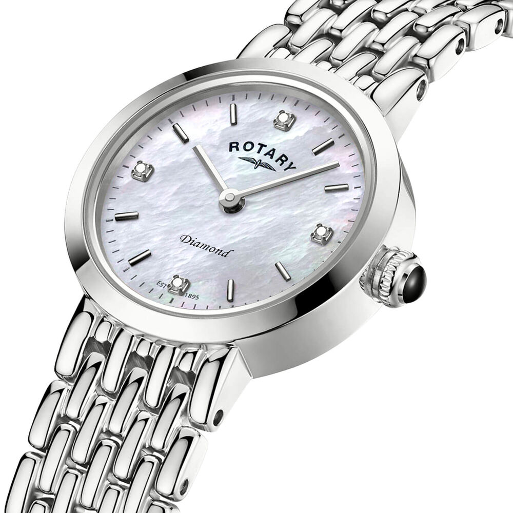 Rotary Heritage Diamond 23mm Mother Of Pearl Dial Stainless Steel Bracelet Watch