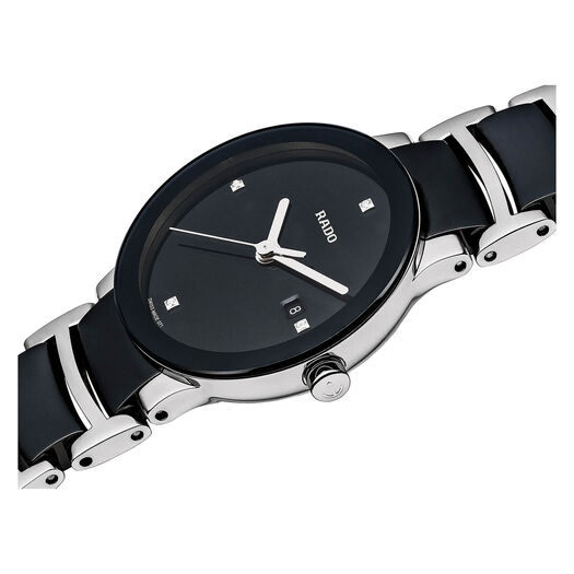Rado Centrix ladies' diamond dial ceramic and stainless steel bracelet watch