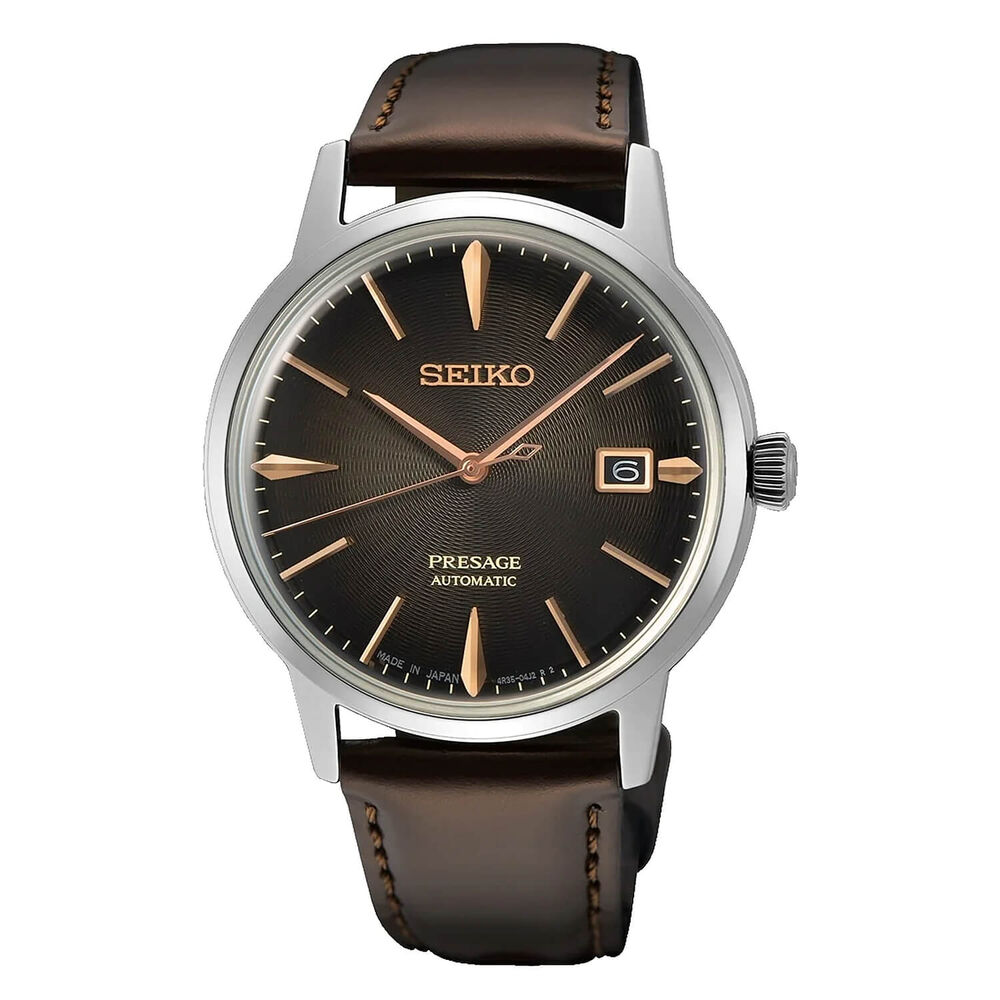 Seiko Presage Cocktail Time: “The Irish Coffee”39.5mm Brown Dial Leather Strap Watch image number 0