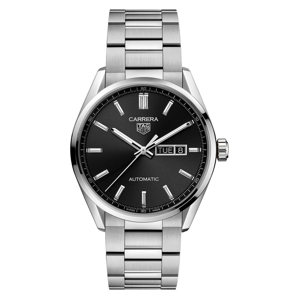 TAG Heuer Carrera 41mm Day & Date Black Dial Steel Case Bracelet Watch image number 0