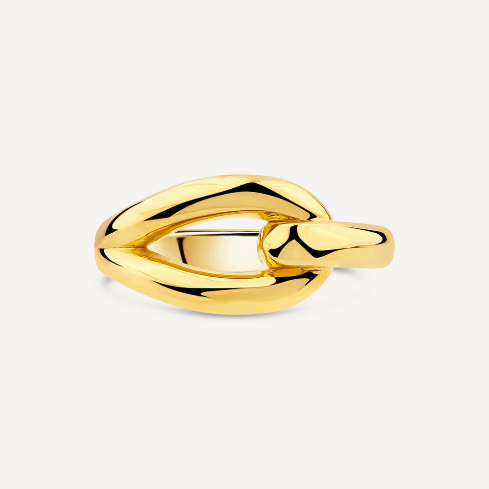 Yellow Gold Plated Sterling Silver Plain Stirrup Ring