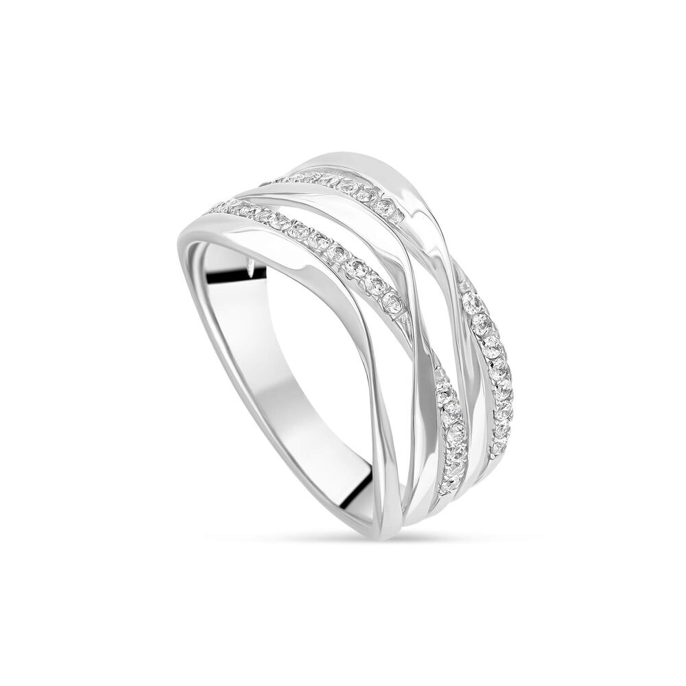 Sterling Silver 5 Strand Cubic Zirconia Set Band Ring