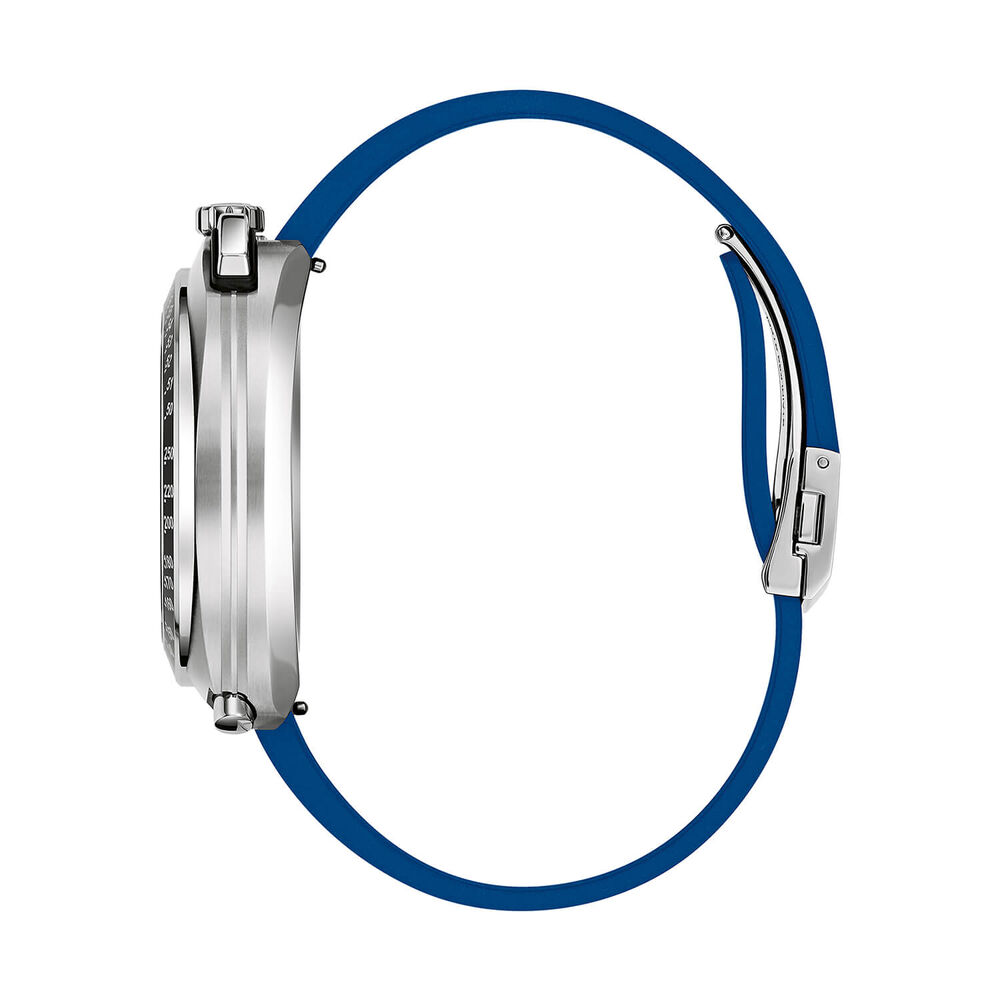 Bulova Shelby Racing Chronograph 43mm Blue Dial Striped Rubber Strap Watch image number 4